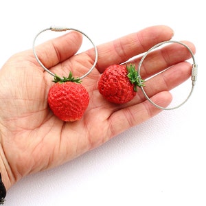 Strawberry Keychain strawberry charm bag Keychain berry Keychain strawberry jewelry fruit jewelry vegan keychain clay strawberry gift for he image 10