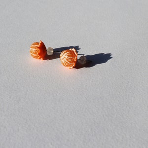 Mandarin earrings tangerine earrings clementine earrings mandarin post stud Mandarin jewelry fruit earrings citrus jewelry citrus earrings image 3