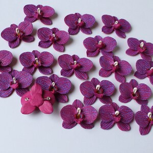 Orchid Charm: Handmade Polymer Clay Burgundy Flower Bead, DIY Flower Supplies (4cm, 1 3/8") image 9