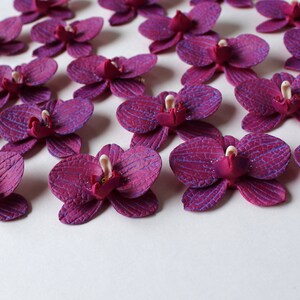 Orchid Charm: Handmade Polymer Clay Burgundy Flower Bead, DIY Flower Supplies (4cm, 1 3/8") image 8