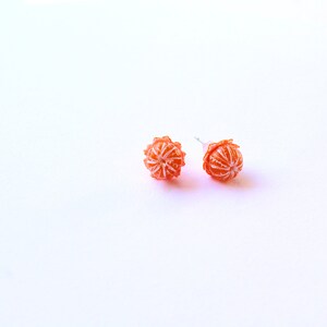 Mandarin earrings tangerine earrings clementine earrings mandarin post stud Mandarin jewelry fruit earrings citrus jewelry citrus earrings image 6