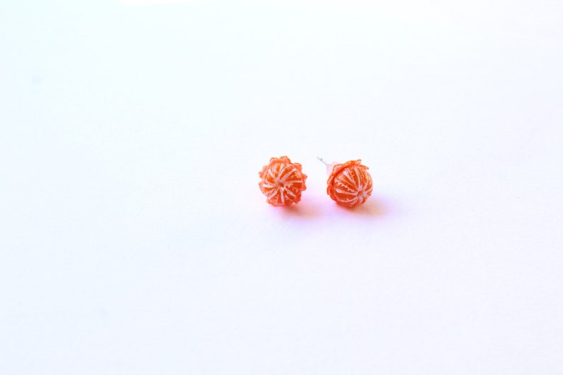 Mandarin earrings tangerine earrings clementine earrings mandarin post stud Mandarin jewelry fruit earrings citrus jewelry citrus earrings image 6