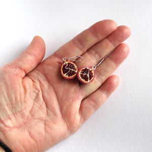 Pomegranate earrings garnet earrings Pomegranate jewelry gift for her polymer clay garnet jewelry fruit earrings jewelry lover gift image 8