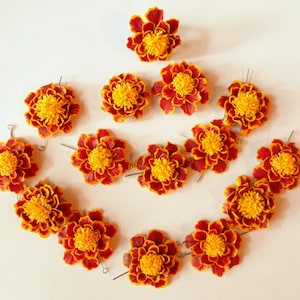 marigold bead flower polymer clay marigold jewelry bead for bracelet yellow flower marigold pendant marigold necklace floral bead flower bea