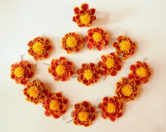marigold bead flower polymer clay marigold jewelry bead for bracelet yellow flower marigold pendant marigold necklace floral bead flower bea