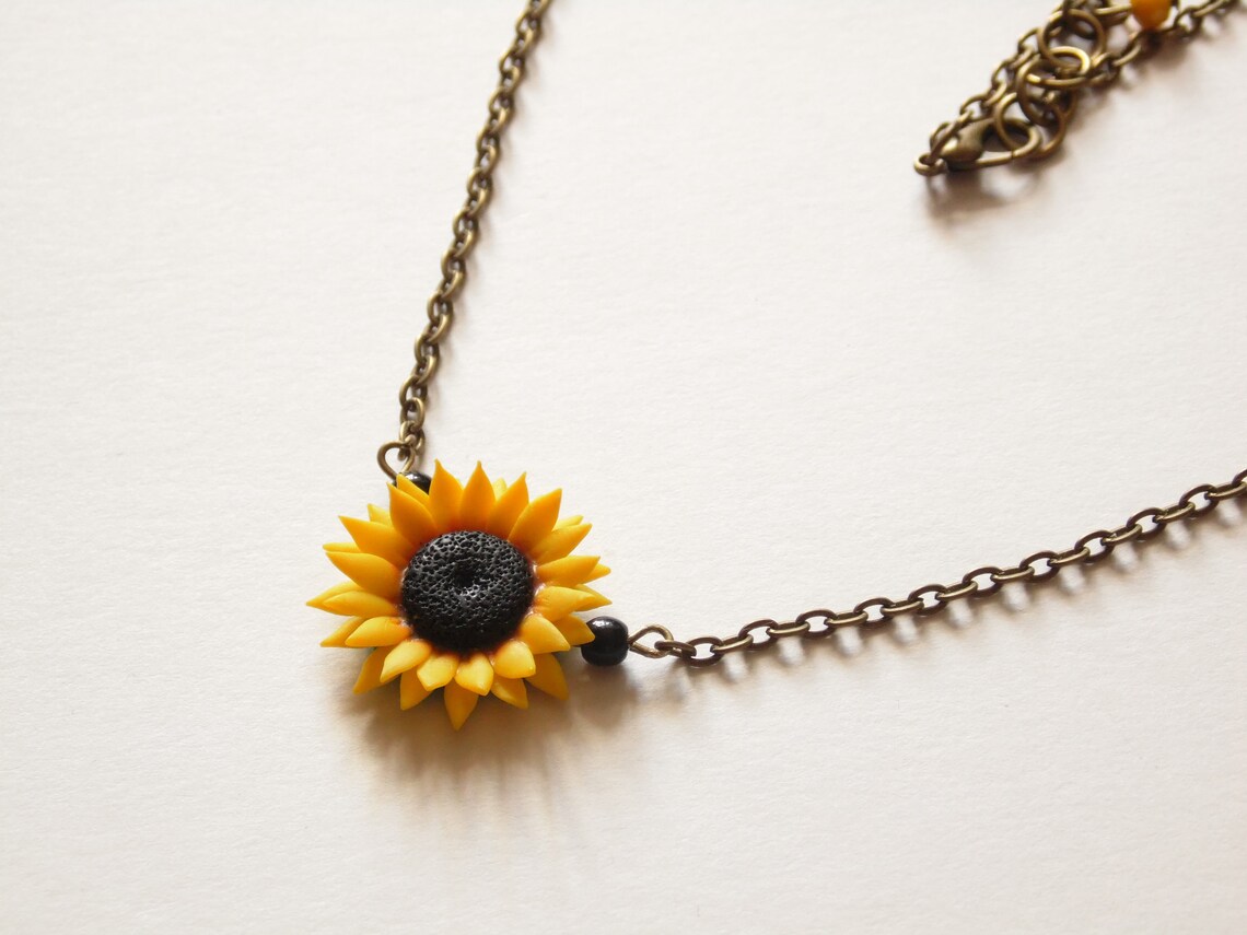Sunflower necklace sunflower jewellery sunflower pendant Etsy
