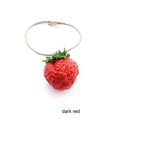 Strawberry Keychain strawberry charm bag Keychain berry Keychain strawberry jewelry fruit jewelry vegan keychain clay strawberry gift for he dark red