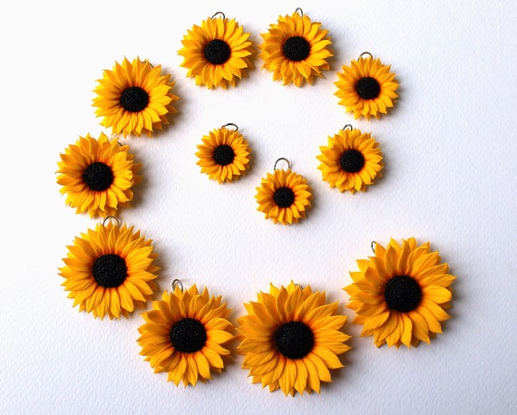 Sunflower Charm Sunflower Pendant Sunflower Jewelry Sunflower Bead