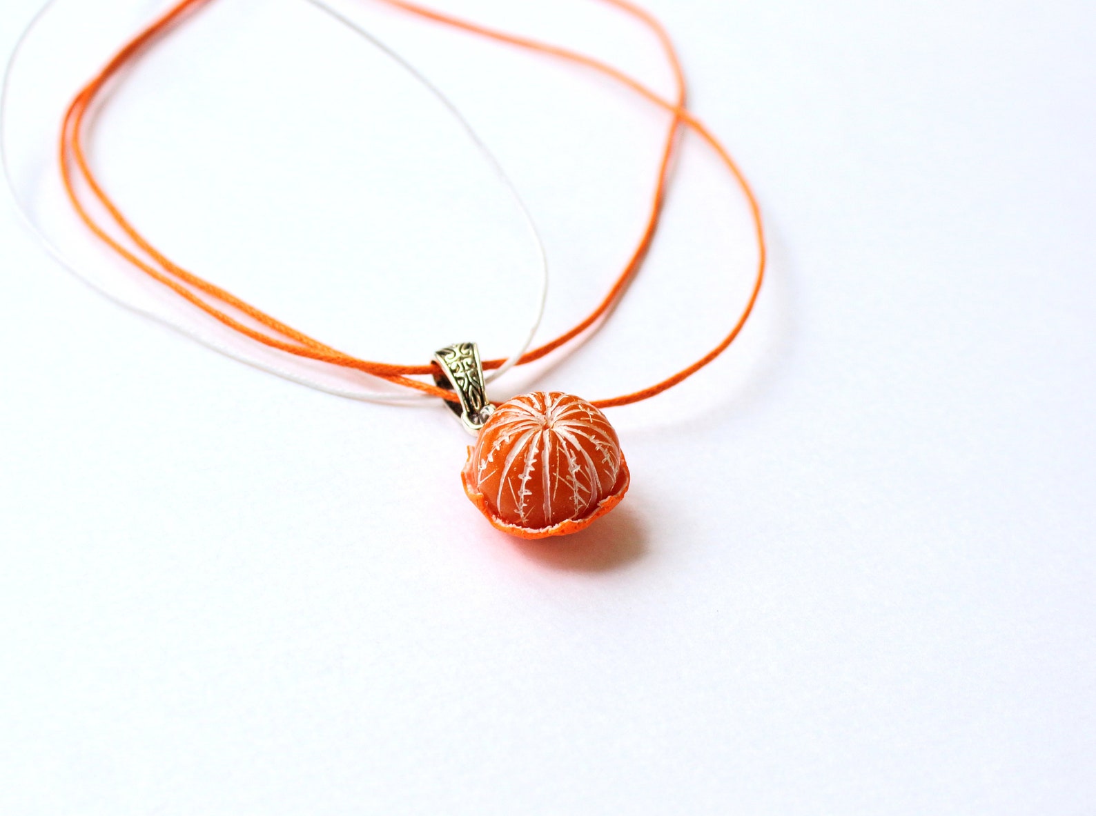 Mandarin Pendant Tangerine Necklace Polymer Clay Jewelry Etsy
