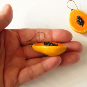 Papaya Earrings Papaya Jewelry Papaya 3d Charm Polymer Clay Jewelry ...