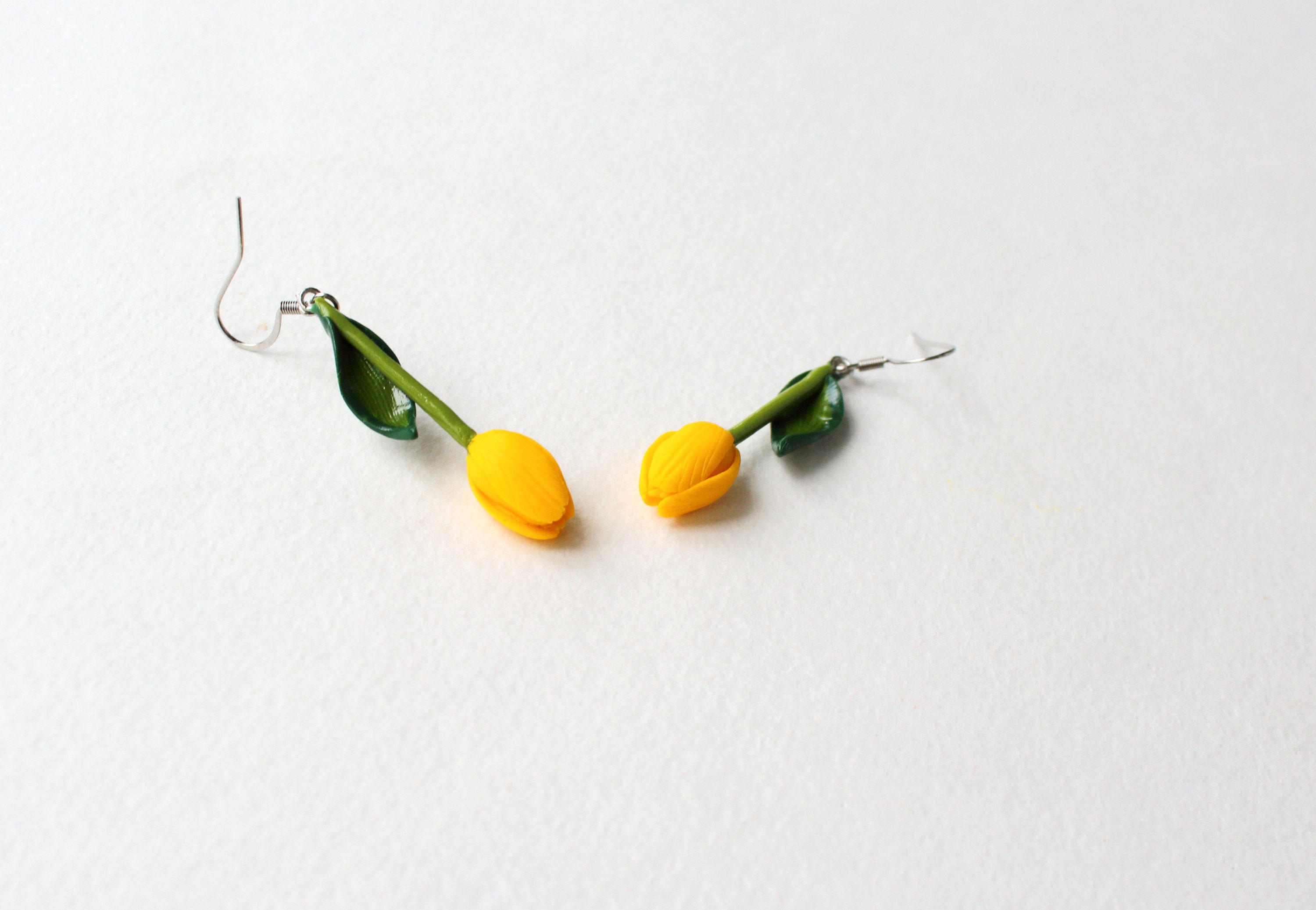 Tulip earrings yellow tulip jewelry polymer clay jewelry Etsy