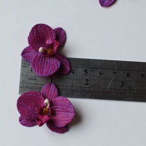 Orchid Charm: Handmade Polymer Clay Burgundy Flower Bead, DIY Flower Supplies (4cm, 1 3/8") image 7