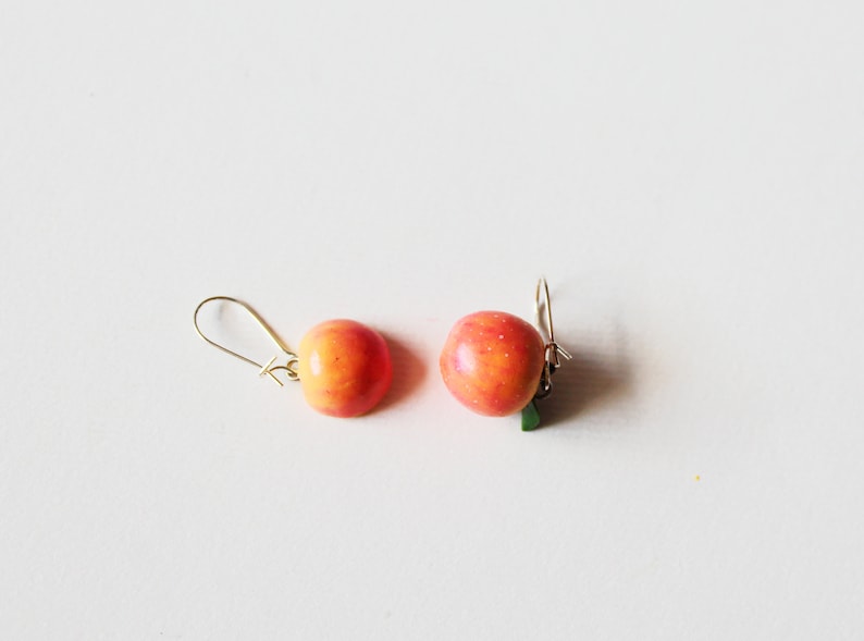 Apple earrings polymer clay jewelry gift for her fruit earrings fake food jewelry vegan jewelry apple jewelry red apple earrings funny earri image 3