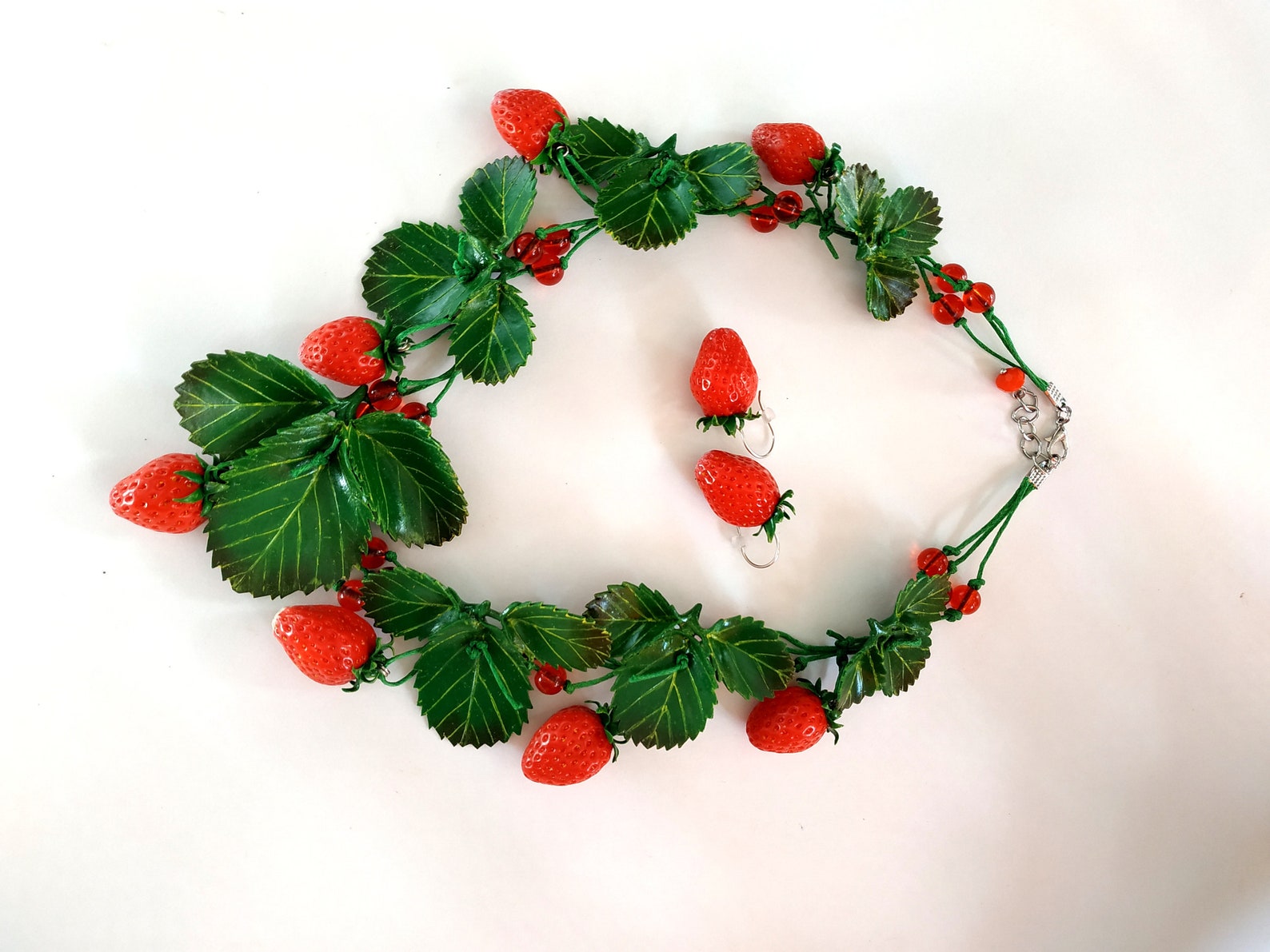 Strawberry Necklace Strawberry Polymer Clay Jewelry Berry Etsy