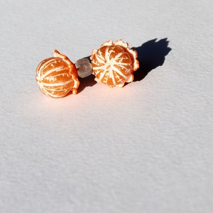 Mandarin earrings tangerine earrings clementine earrings mandarin post stud Mandarin jewelry fruit earrings citrus jewelry citrus earrings image 9