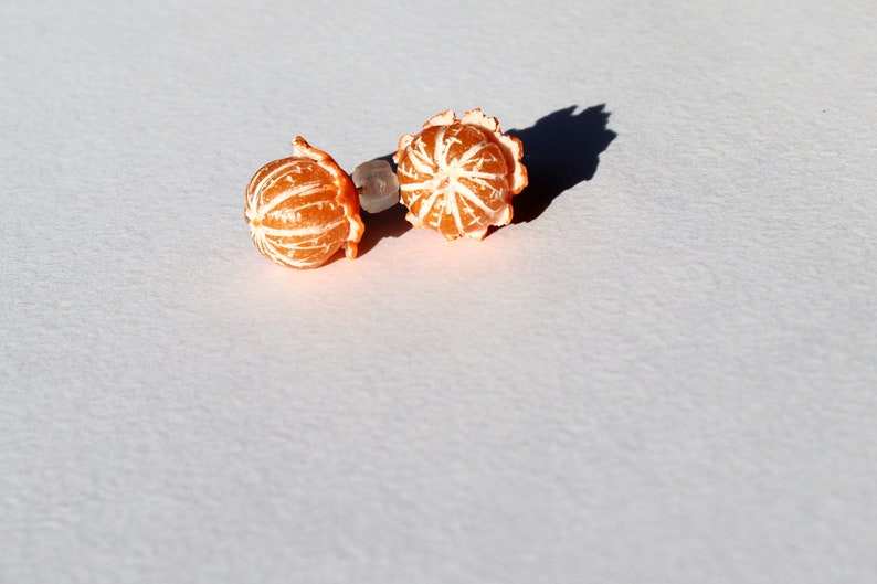 Mandarin earrings tangerine earrings clementine earrings mandarin post stud Mandarin jewelry fruit earrings citrus jewelry citrus earrings image 9