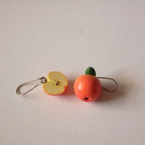 Apple earrings polymer clay jewelry gift for her fruit earrings fake food jewelry vegan jewelry apple jewelry red apple earrings funny earri image 8