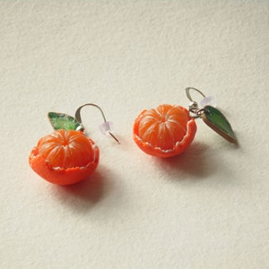 Mandarin earrings tangerine jewelry Mandarin jewelry gift for her polymer clay orange earrings realistic Mandarin fruit earrings berry jewel