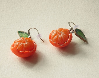 Mandarin earrings tangerine jewelry Mandarin jewelry gift for her polymer clay orange earrings realistic Mandarin fruit earrings berry jewel