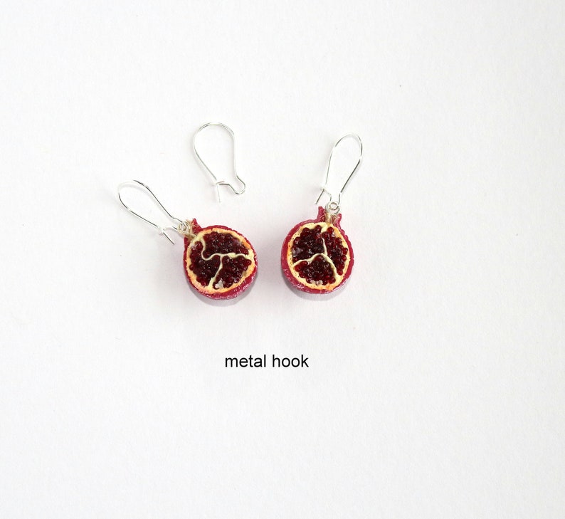 Pomegranate earrings garnet earrings Pomegranate jewelry gift for her polymer clay garnet jewelry fruit earrings jewelry lover gift image 7