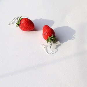 Strawberry earrings Strawberry jewelry berry jewelry strawberry polymer clay jewelry summer jewelry gift for her fruit jewelry fake food image 8