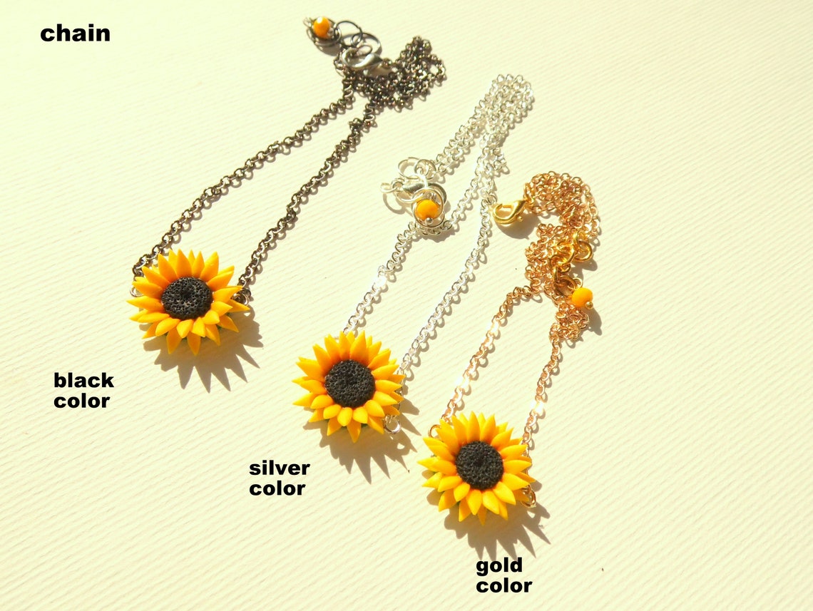 Sunflower choker sunflower necklace sunflower pendant polymer Etsy