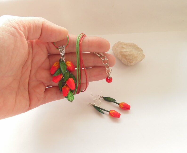 Tulip Pendant Tulip Earrings Tulip Jewelry Polymer Clay Etsy