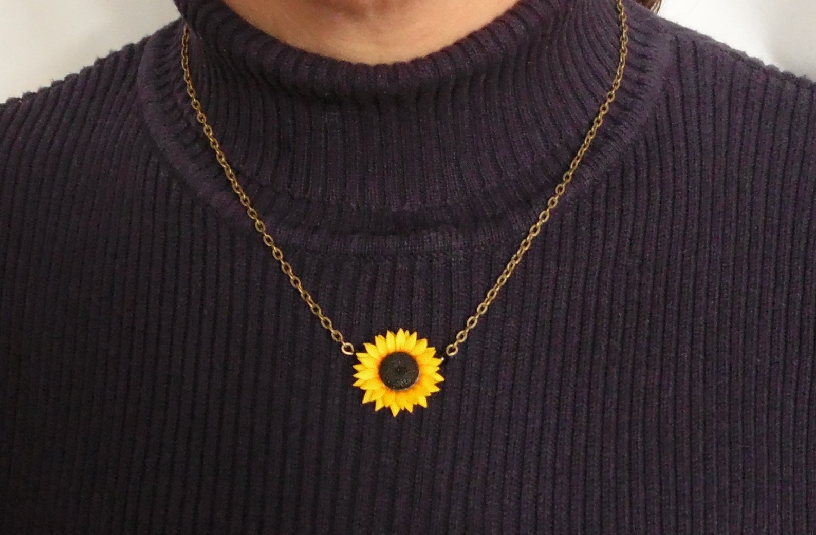 Sunflower necklace sunflower jewellery sunflower pendant Etsy