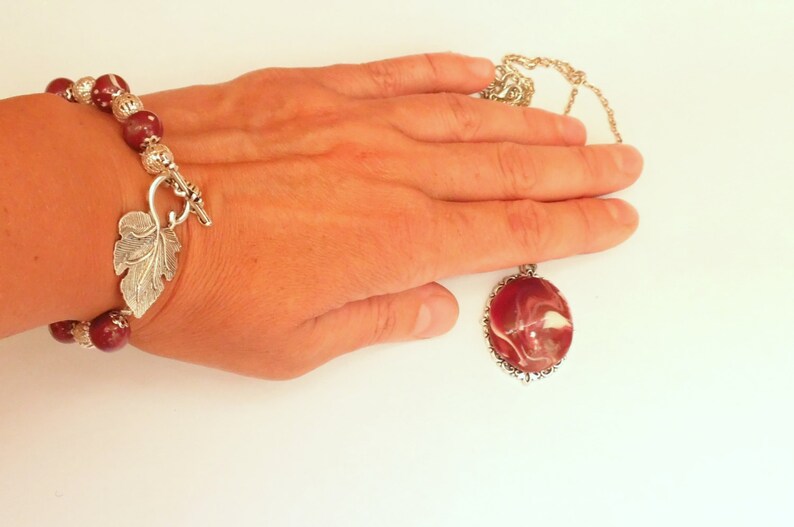 Imitation agate set polymer clay jewelry imitation natural stone agate pendant agate bracelet OOAK gift for her red stone set lilac stone