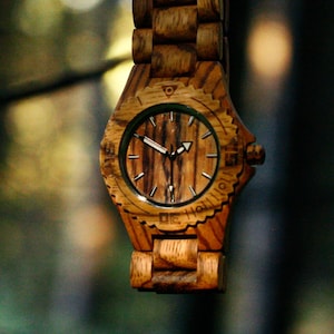 Zebra Wood Hand Watch, by WOODEER