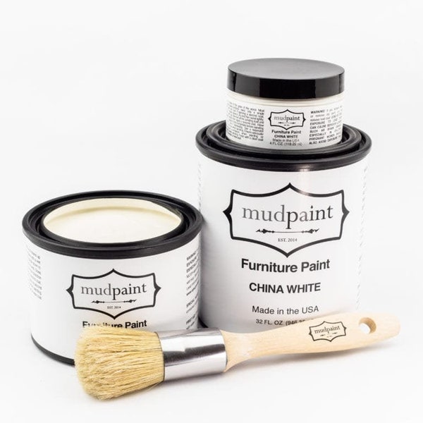 FREE SHIPPING - China White - MudPaint - 4 oz. - 8 oz. - 16 oz. - 32 oz. Furniture Paint - Clay Based - RootBound - Chalk Paint