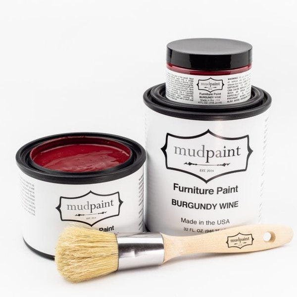 FREE SHIPPING - Burgundy Wine - MudPaint - 4 oz. - 8 oz. - 16 oz. - 32 oz. Furniture Paint - Clay Based - RootBound - Chalk Paint