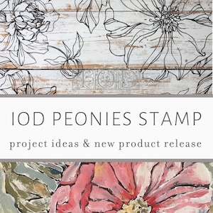 FRETE GRÁTIS - Peônias 12x12" Decor Stamp Two Sheet Set por Iron Orchid Designs (IOD)