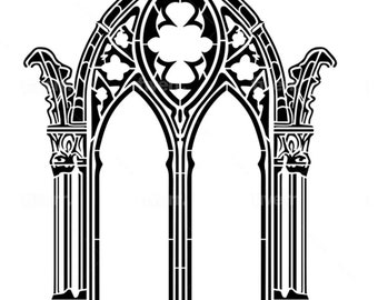 FREE SHIPPING - Gothic Window 12x17" Stencil by Roycycled Treasures