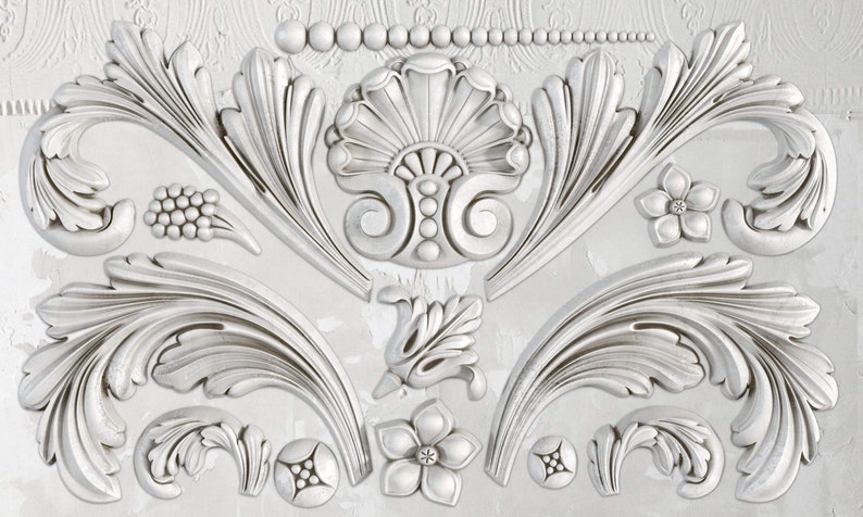 FREE SHIPPING Iron Orchid Designs Acanthus Scroll Mould IOD Furniture Moulds Mold Air Clay Resin Food Grade Soap Makers image 1