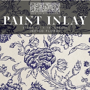 KOSTENLOSER VERSAND - Indigo Floral 30x40 cm Inlay 8 Sheet Set von Iron Orchid Designs (IOD)