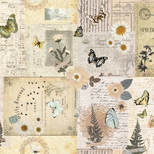 GRATIS VERZENDING - Masterboard geperste bloemen 21 x 29" decoupagepapier van Roycycled Treasures