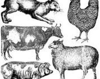FREE SHIPPING - Farm Animals 12x12" Decor Stamp by Iron Orchid Designs (IOD)