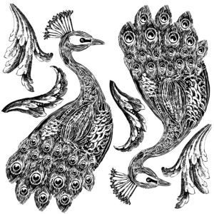 ENVÍO GRATIS - Juego de 2 hojas de sellos decorativos Pavo de 12 x 12" de Iron Orchid Designs (IOD)