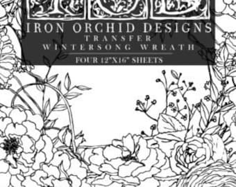 FREE SHIPPING - Wintersong Wreath 12x16" Decor Transfer 8 Sheet Set by Iron Orchid Designs (IOD)