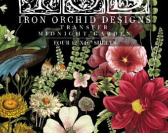 FREE SHIPPING - Midnight Garden 12x16" Transfer Pad Four Sheet Set by Iron Orchid Designs (IOD)