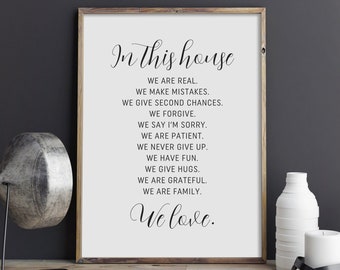 In This House Print, in This House Sign, House Rules Poster, Living ...