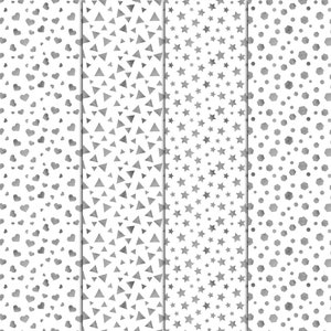 Silver Confetti Patterns, 12 Digital Papers 12“x12“, Birthday Party ...