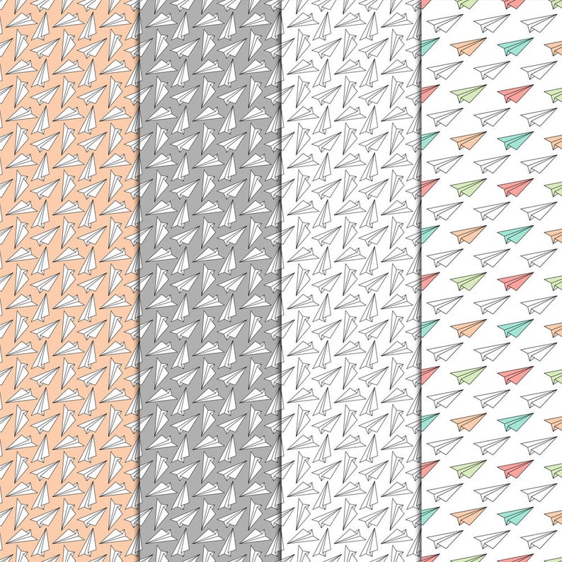 Paper Airplanes Patterns Pastel 20 Digital Papers 12x12 Etsy