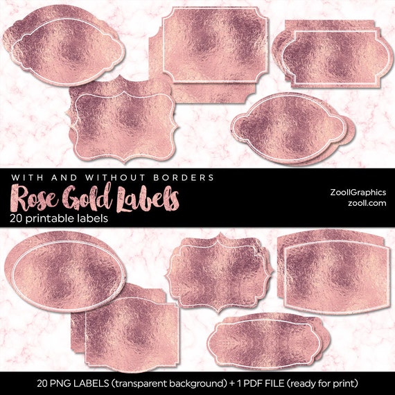 Rose Gold Labels With and Without Borders Rose Gold Foil - Etsy