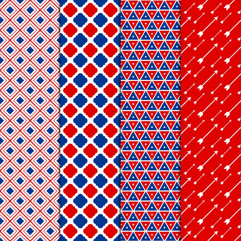 Red White & Blue Patterns 20 Digital Papers 12x12 Etsy