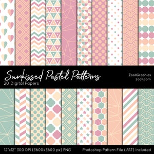 Modelli Pastel Sunkissed, 20 Documenti Digitali 12"x12",Carta di compleanno bambino, File PAT incluso, Senza soluzione di continuità, uso commerciale, DOWNLOAD INSTANT