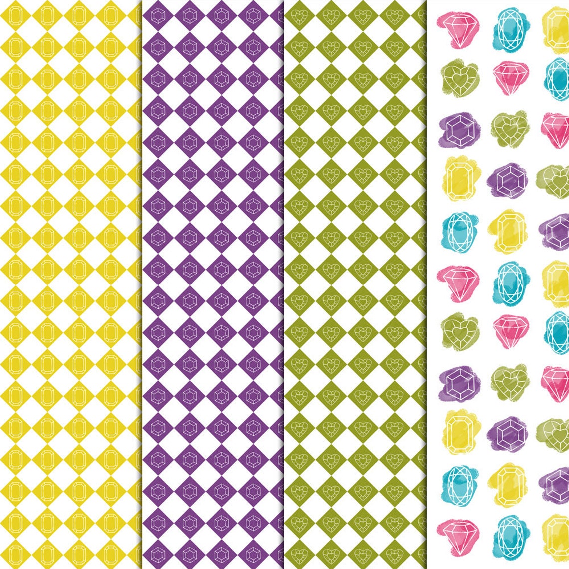 Diamonds Patterns Digital Paper 20 Digital Papers 12x12 - Etsy