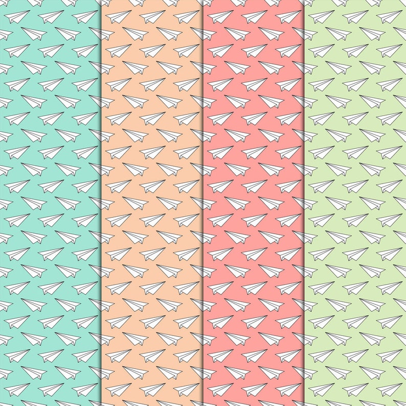 Paper Airplanes Patterns Pastel 20 Digital Papers 12x12 Etsy