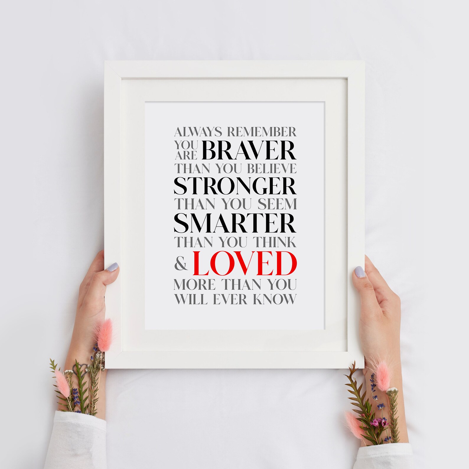Always Remember You Are Braver Print, Inspirational Poster, Positive ...